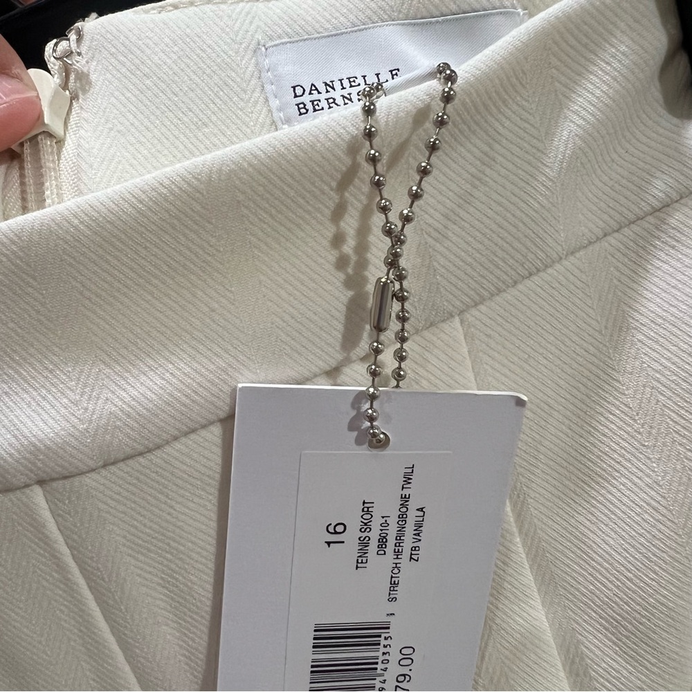 Danielle Bernstein Tennis Skort Stretch Herringbone Twill Vanilla Size 16 - Picture 5 of 10